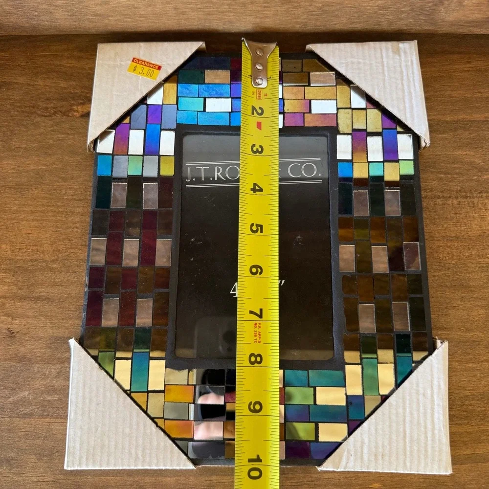 JT Rose & Co Iridescent Mirrored Mosaic Glass Picture Frame 4x6 Multicolor